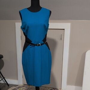 Calvin Klein Blue and Black Midi Dress